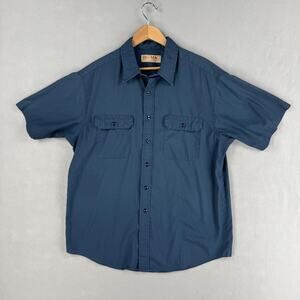 Vintage Big Mac Shirt Mens XL Blue Solid Short Sleeve Button Up Workwear Utility